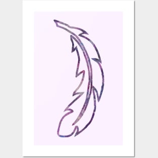 Galaxy Feather | Purple + Pink Feather | Watercolor Galaxy Feather Posters and Art